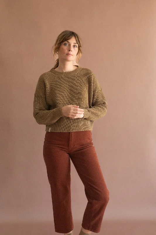 Gyra sweater green Earth brown organic cotton Tailored Straight A-Line