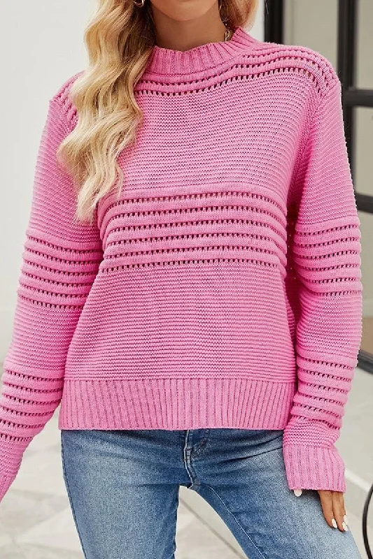 WOMEN RIBBED CABLE KNIT JUMPER TOP SWEATER Terry Terry Cloth Terry Knit