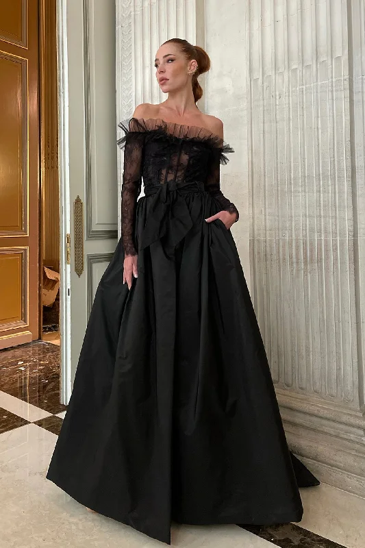 Illusion lace top with taffeta skirt velvet skirt glossy