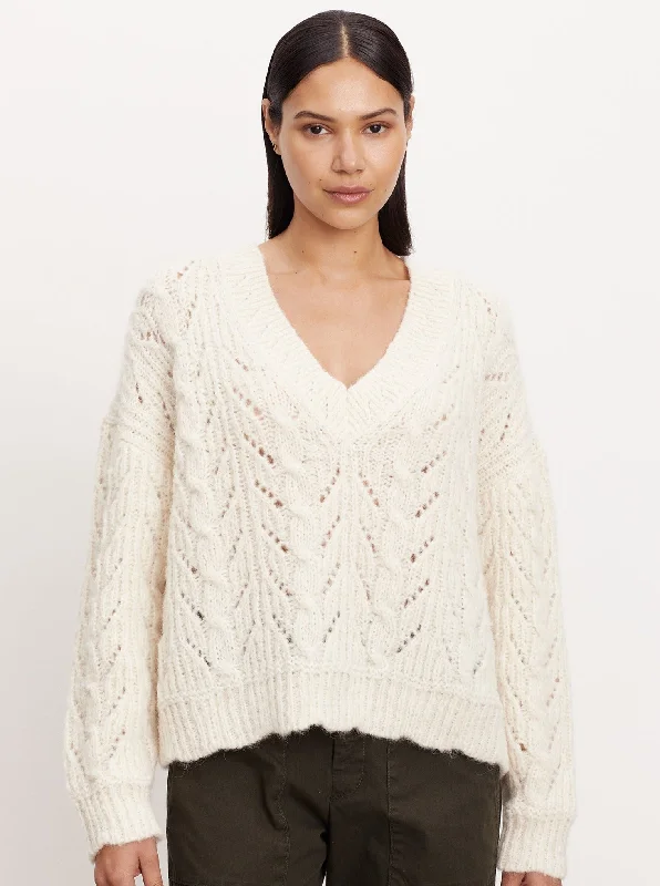 Sade | Cable Knit Sweater Mesh Sweater Canvas Denim