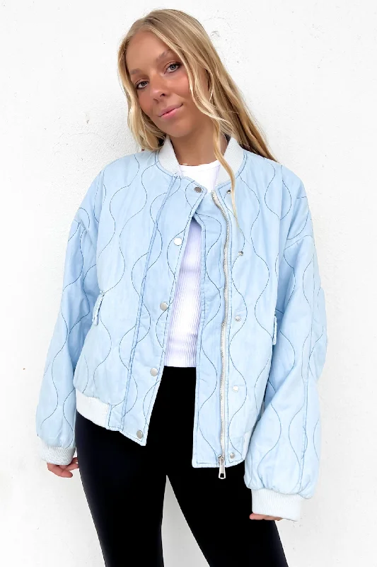 Kenna Chambray Jacket Blue Wool Fabric Cashmere Fabric Tweed Fabric