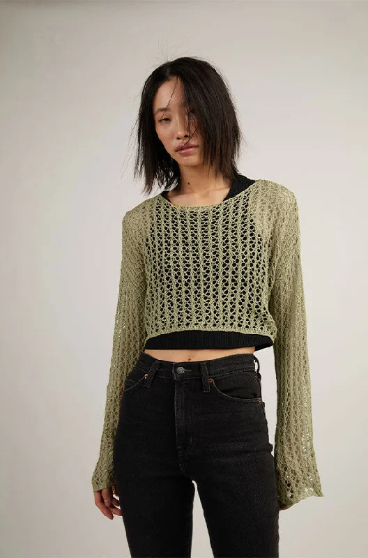 CROPPED CROCHET SWEATER Boat Neck Shawl Collar Notched Collar