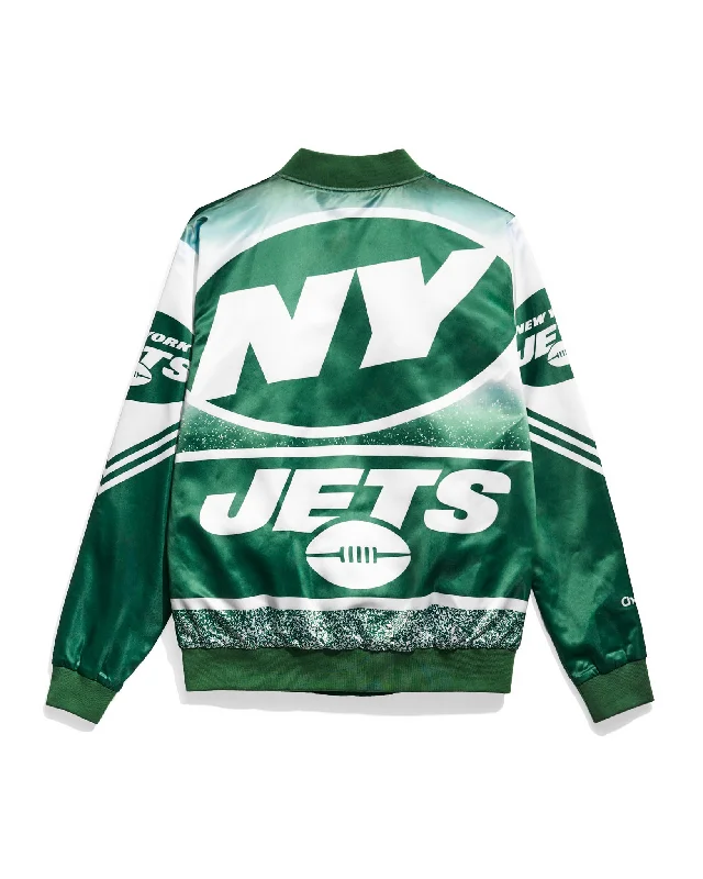 New York Jets Logo Fanimation Satin Jacket Cotton Jacket Linen Jacket Terry Jacket