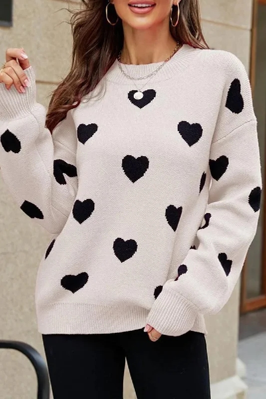 WOMEN HEART PRINTING CUTE PULL OVER SWEATER Velvet Chenille Corduroy
