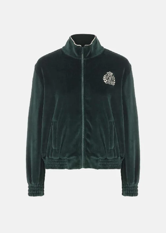Forest Cream NY Crest Velour Track Jacket Print Jacket Jacquard Jacket Embroidered Jacket