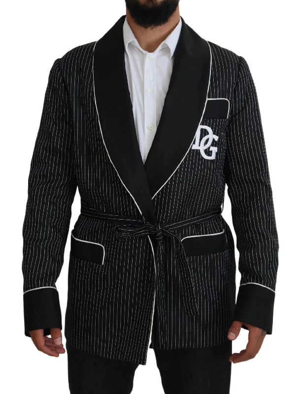 Dolce & Gabbana Elegant Silk-Lined Robe Men's Jacket One-Shoulder Jacket Off-the-Shoulder Jacket Asymmetrical Jacket