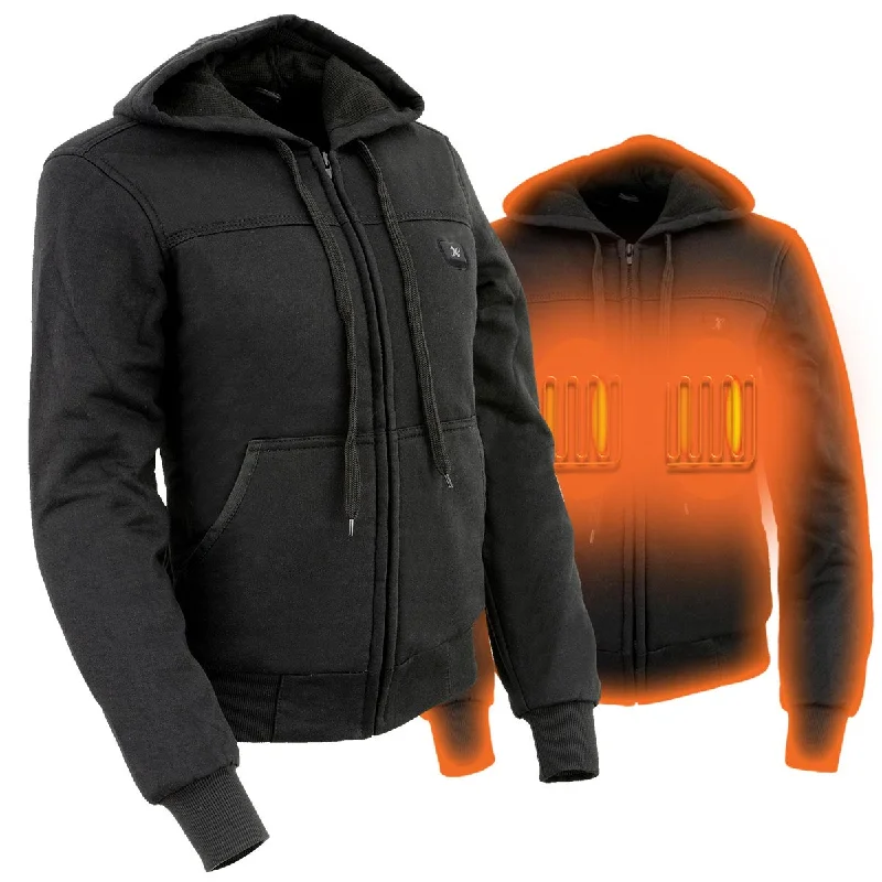 Nexgen Heat MPL2713SET Women Black 'Heated' Front Zipper Fiery Hoodie Jacket for Outdoor Activities w/ Battery Pack Mesh Jacket Canvas Jacket Denim Jacket