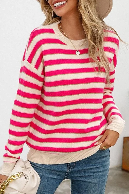 WOMENS STRIPE CASUAL SWEATER TOP Wool Sweater Cotton Sweater Cashmere Sweater