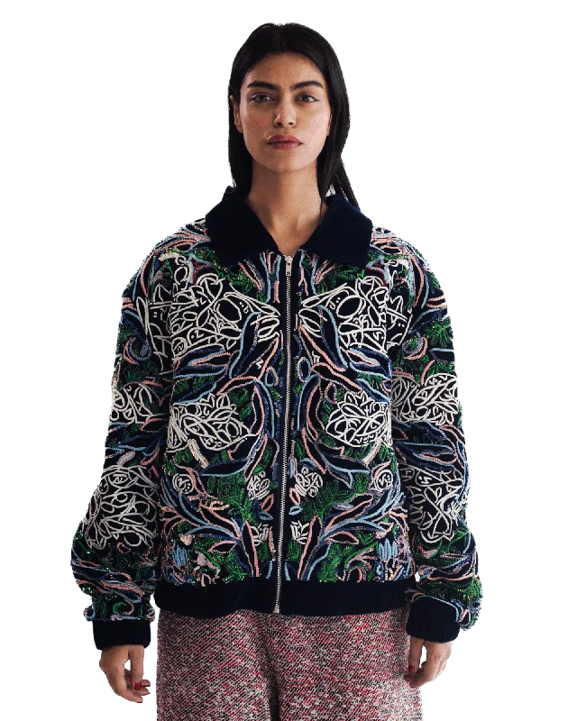 "IRIDESCENT" VELVET JACKET Chenille Fabric Brocade Fabric Lace Fabric
