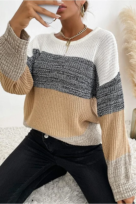 LOOSE FIT COLOR BLOCK KNIT SWEATER Neon Metallic Matte