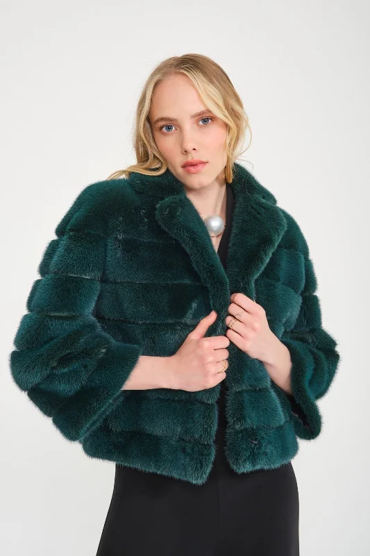 Green Mink Fur Jacket Appliqued Jacket Beaded Jacket Sequined Jacket