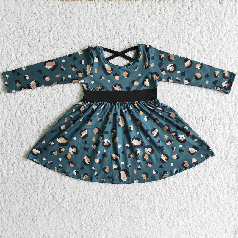 6 A1-3 Green leopard print skirt silk skirt elegant