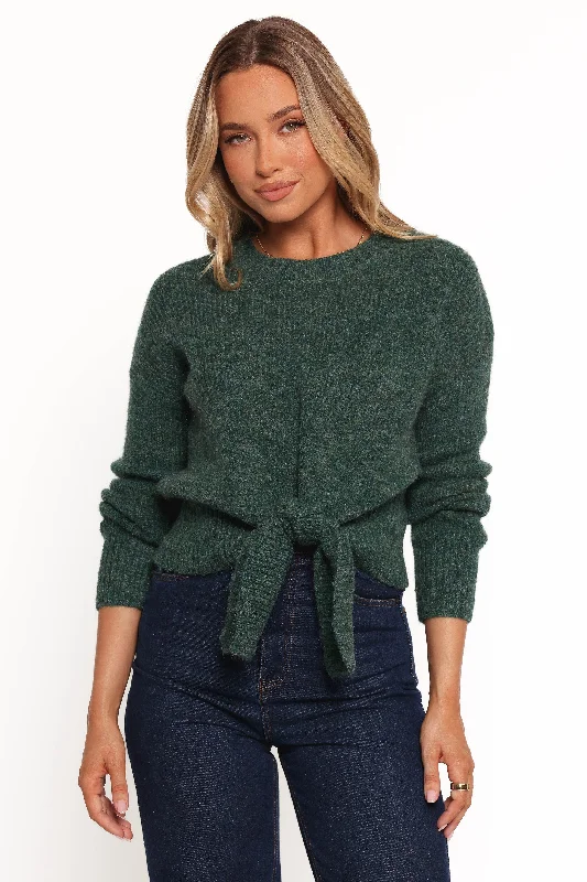 Captivate Knit Sweater - Emerald Satin Fabric Silk Fabric Chiffon Fabric