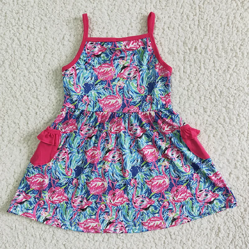 GSD0078 Girls Rose Red Suspender Flower Pocket Skirt wrap skirt elegant