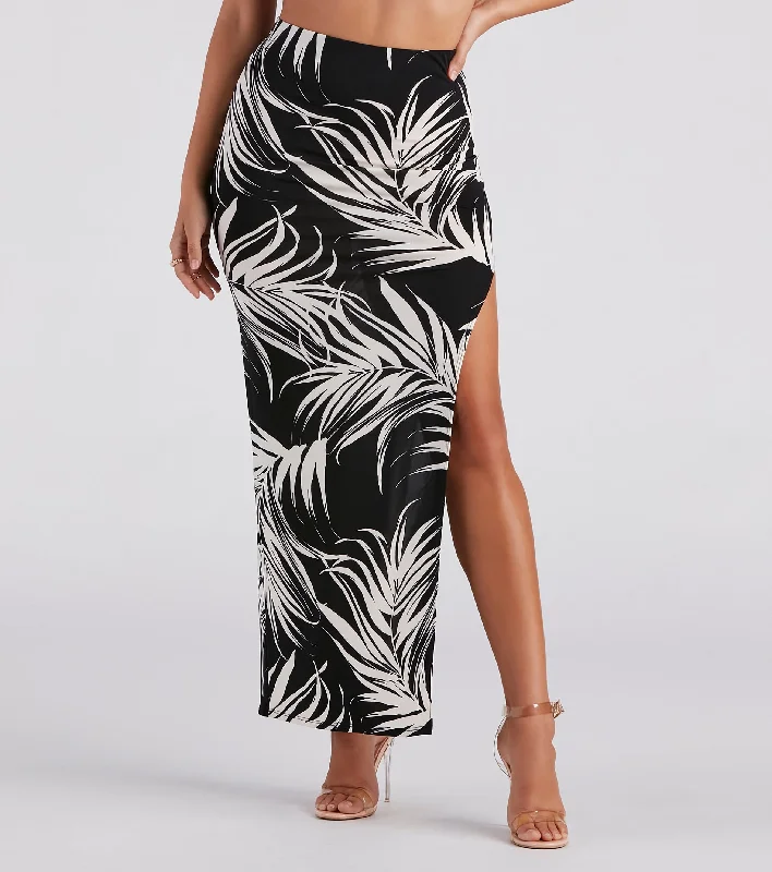 Island Breeze Tropical Print Midi Skirt lace skirt delicate