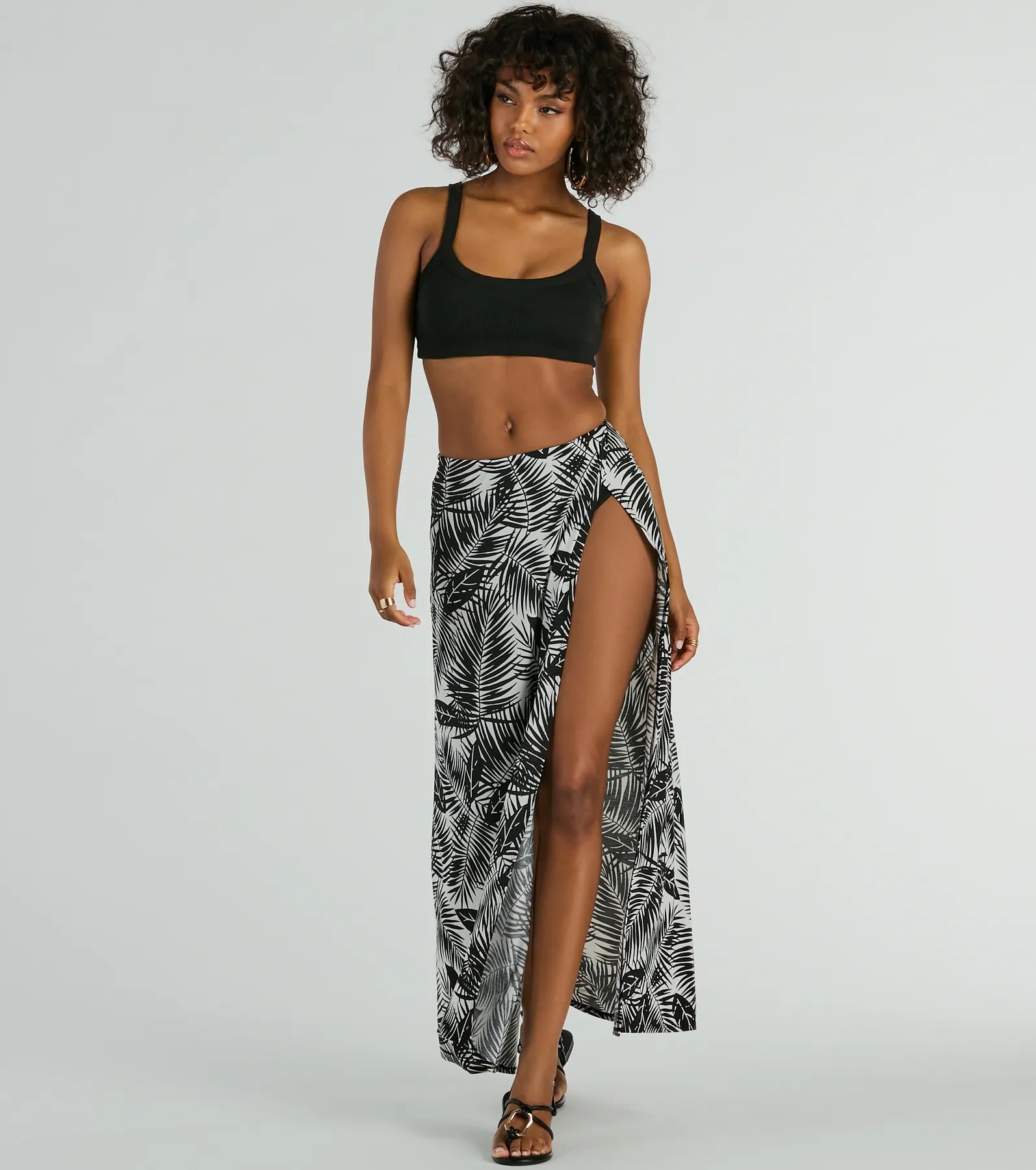 Tropical Vibes High Slit Wrap Maxi Skirt leather skirt modern