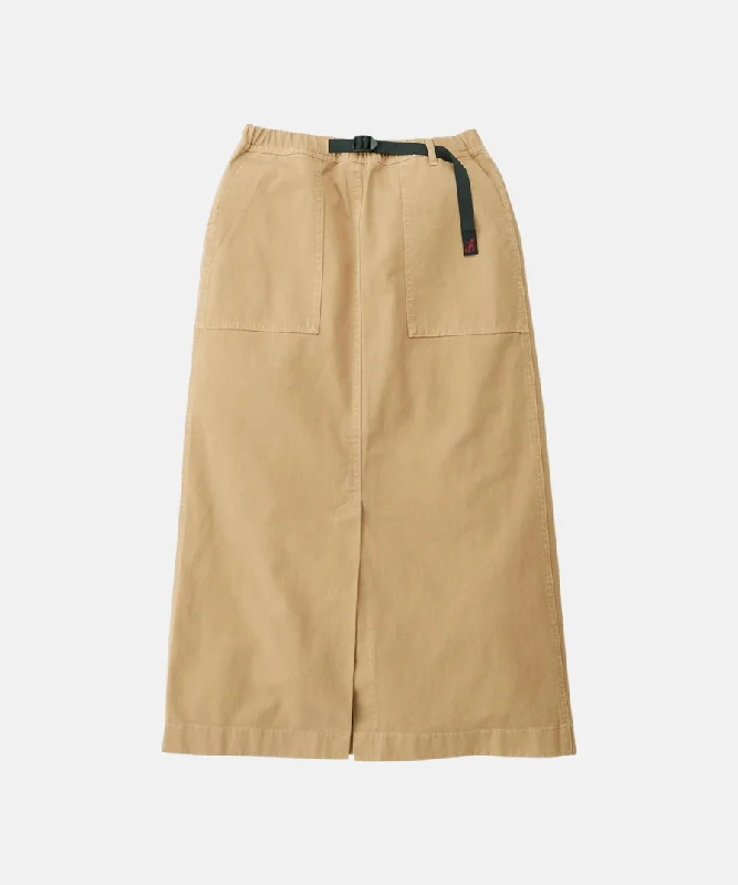 Long Baker Skirt in Chino satin skirt smooth