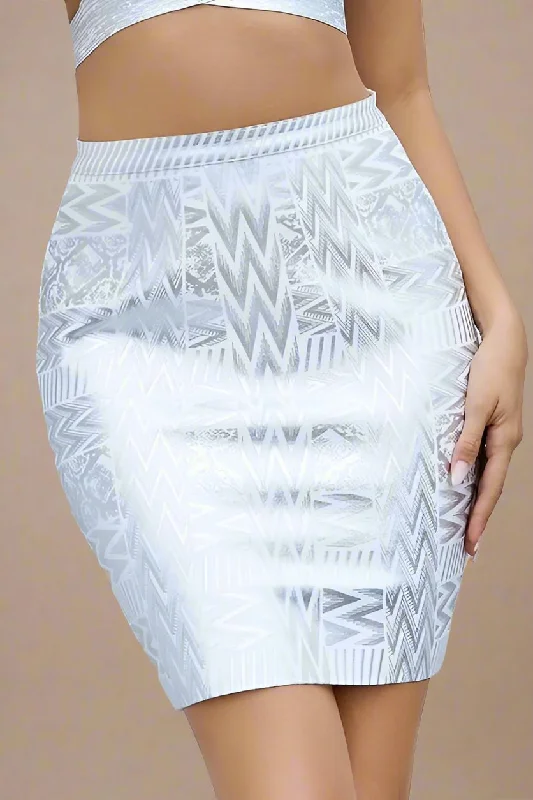 High Waist Metallic Mini Skirt - Silver summer skirt style