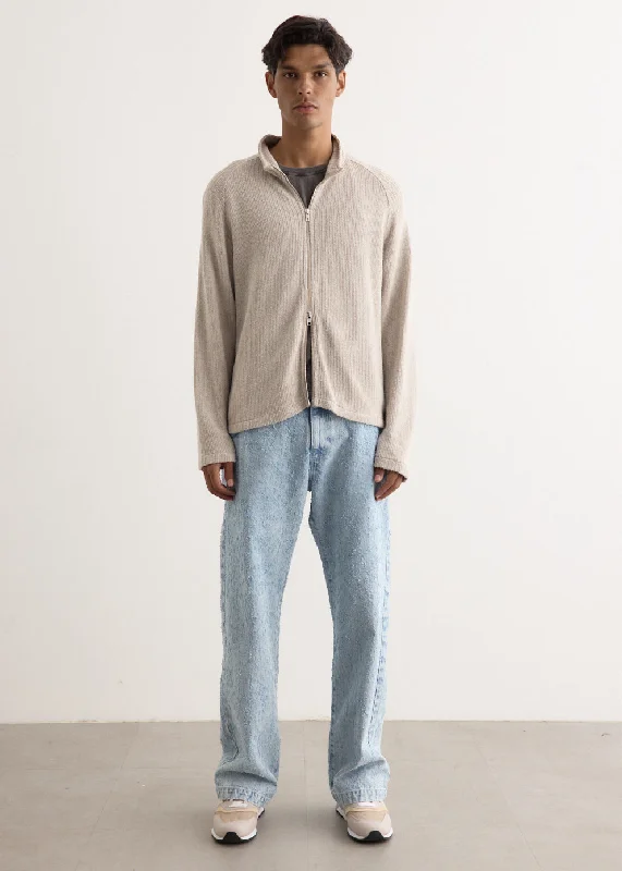 Leisure Zip Sweater Chenille Blend Fleece Blend Nylon Blend