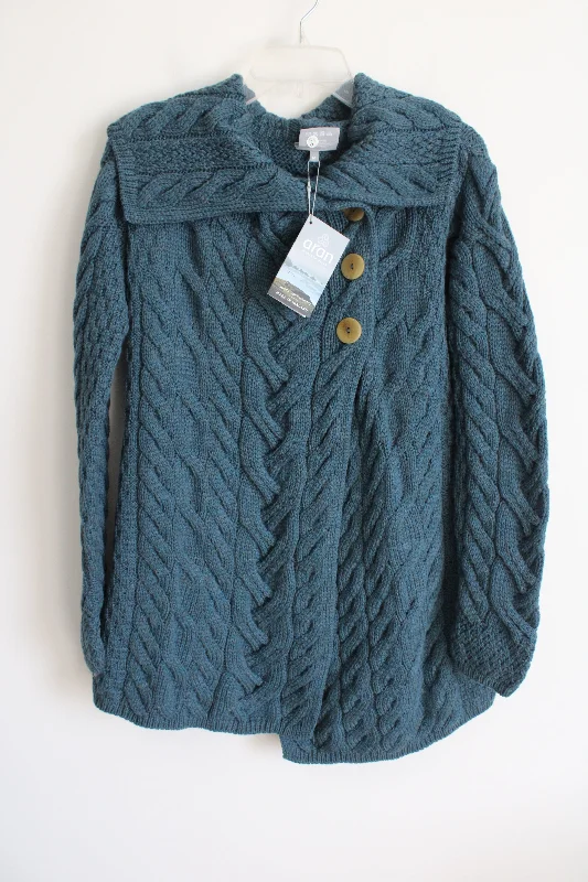 NEW Aran Woollen Mills Super Soft Merino Teal Knit Sweater | M Satin Fabric Silk Fabric Chiffon Fabric