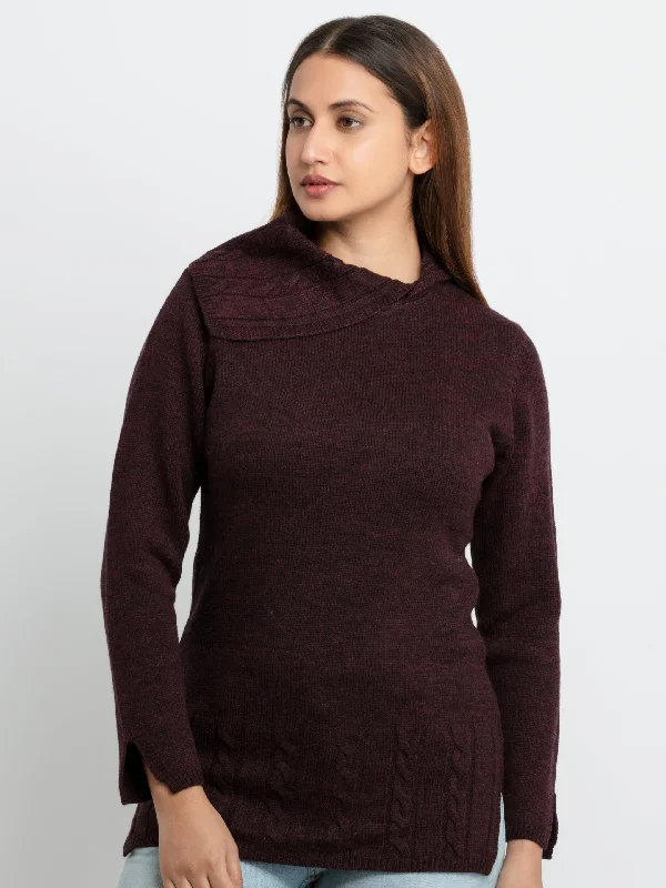Womens Knitted Cowl Neck Sweater Hooded Caped Shawl Collar