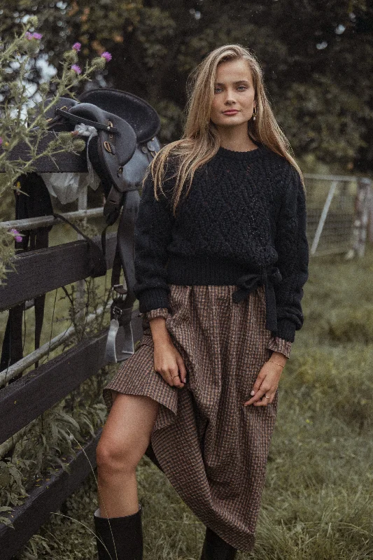 Birdie Tie Side Knit Sweater - Black Bright Pastel Dark