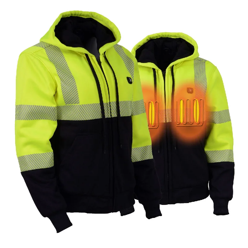 Nexgen Heat MPL2773SET Women's Heated Hoodie High-Viz Reflective - Zipper Front Sweatshirt Jacket w/ Battery Pack Herringbone Jacket Checkered Jacket Solid Jacket