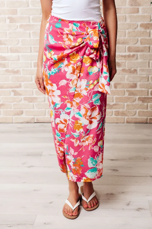 Take Me Outside Wrap Around Skirt in Magenta belted skirt waist