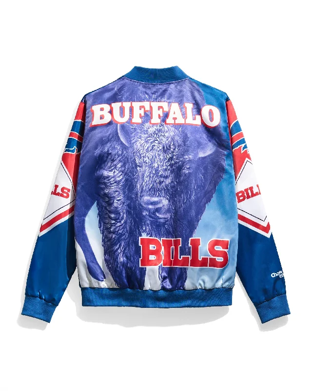 Buffalo Bills Fanimation Satin Jacket Front Pockets Side Pockets Patch Pockets