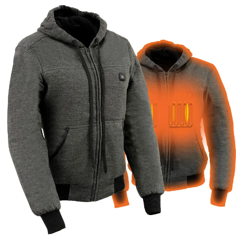 Nexgen Heat MPL2713SET Women Grey 'Heated' Front Zipper Fiery Hoodie Jacket for Outdoor Activities w/ Battery Pack Faux Fur Jacket Real Fur Jacket Shearling Jacket