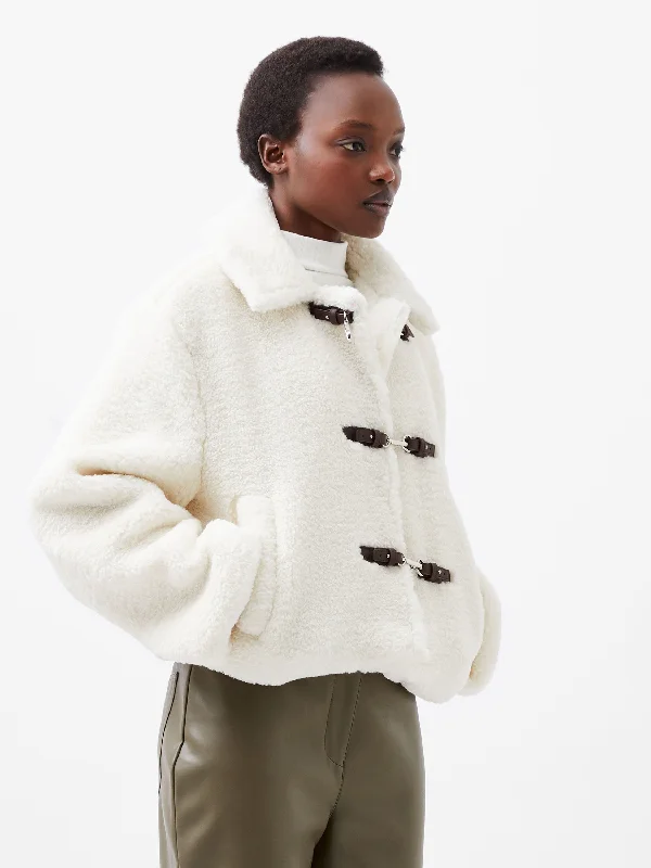 Alex Faux Fur Jacket Zip Front Button Front Snap Front