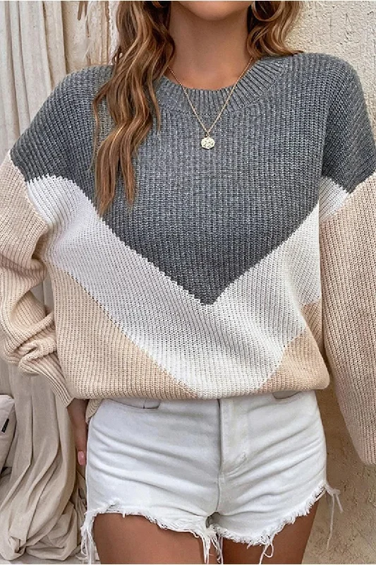 KNITWEAR ROUND NECK LONGSLEEVE SWEATER Turtle Neck Boat Neck Asymmetrical Neck