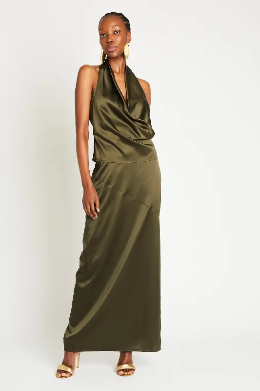 + Beryll Naomi Silk Skirt | Olive lace skirt feminine
