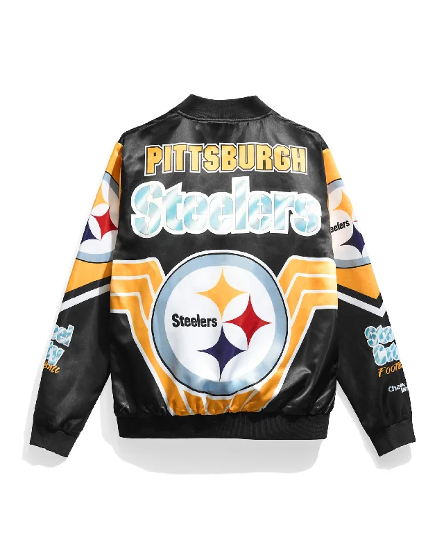 Pittsburgh Steelers Fanimation Satin Jacket Embroidered Jacket Appliqued Jacket Beaded Jacket