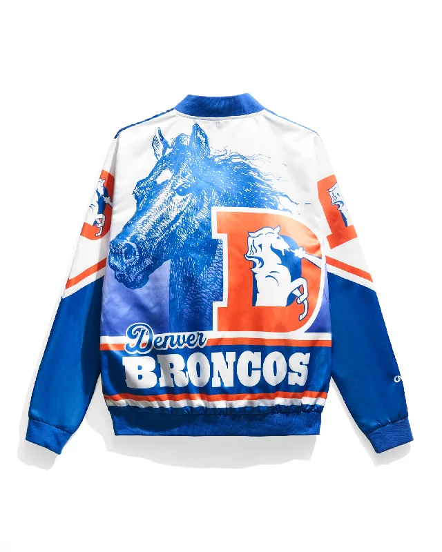 Denver Broncos Fanimation Satin Jacket Trench Coat Raincoat Waterproof Jacket