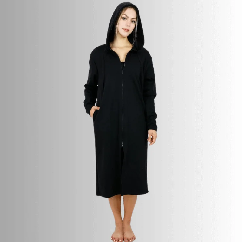Nina Long Line Fleece Zip Front Jacket Toggled Jacket Drawstring Jacket Belted Jacket