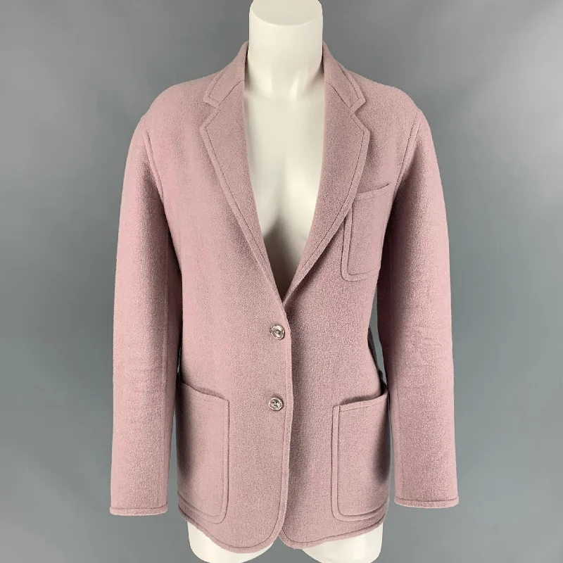 RALPH LAUREN Purple Label Size 8 Pink Wool Blend Jacket Knit Fabric Woven Fabric Fleece Fabric RALPH LAUREN Purple Label Size 8 Pink Wool Blend Jacket Knit Fabric Woven Fabric Fleece Fabric