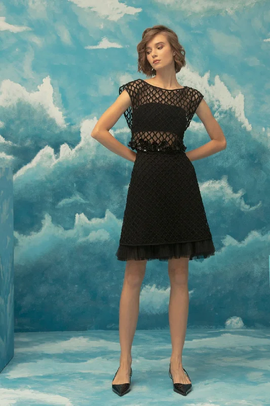 Jewel neckline embelished top with skirt corduroy skirt cozy