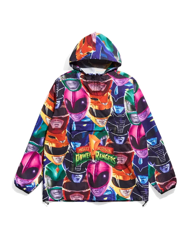 Power Rangers Art Heads Anorak Jacket Collared Jacket Crew Neck Jacket Turtle Neck Jacket