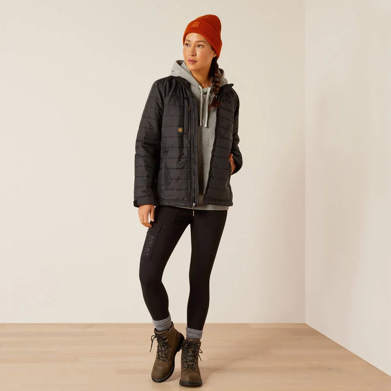 Ariat Ladies Rebar Cordura Ripstop Lightweight Insulated Jacket - Black - 10052029 Zippered Front Buttoned Front Snap Front