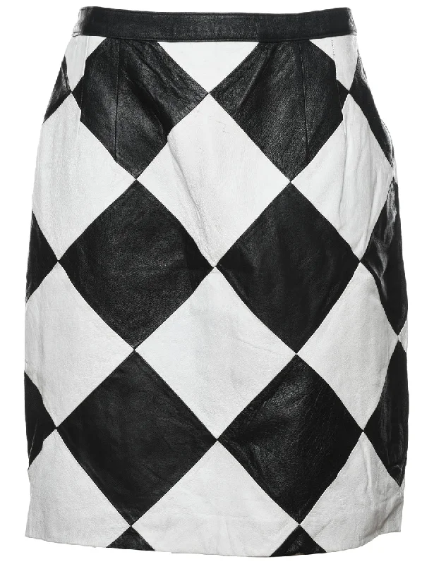 Monochrome Leather Skirt - M pencil skirt chic