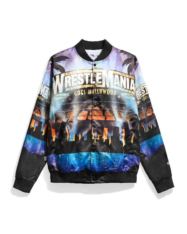 WrestleMania 39 Goes Hollywood AOP Satin Jacket Wool Jacket Cashmere Jacket Tweed Jacket
