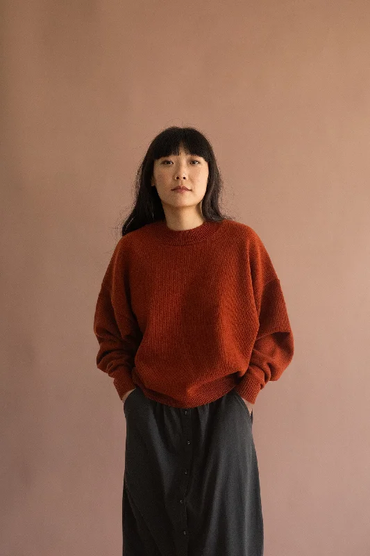 Gaudia sweater batwing sleeve merino wool red Mesh Blend Leather Blend Suede Blend