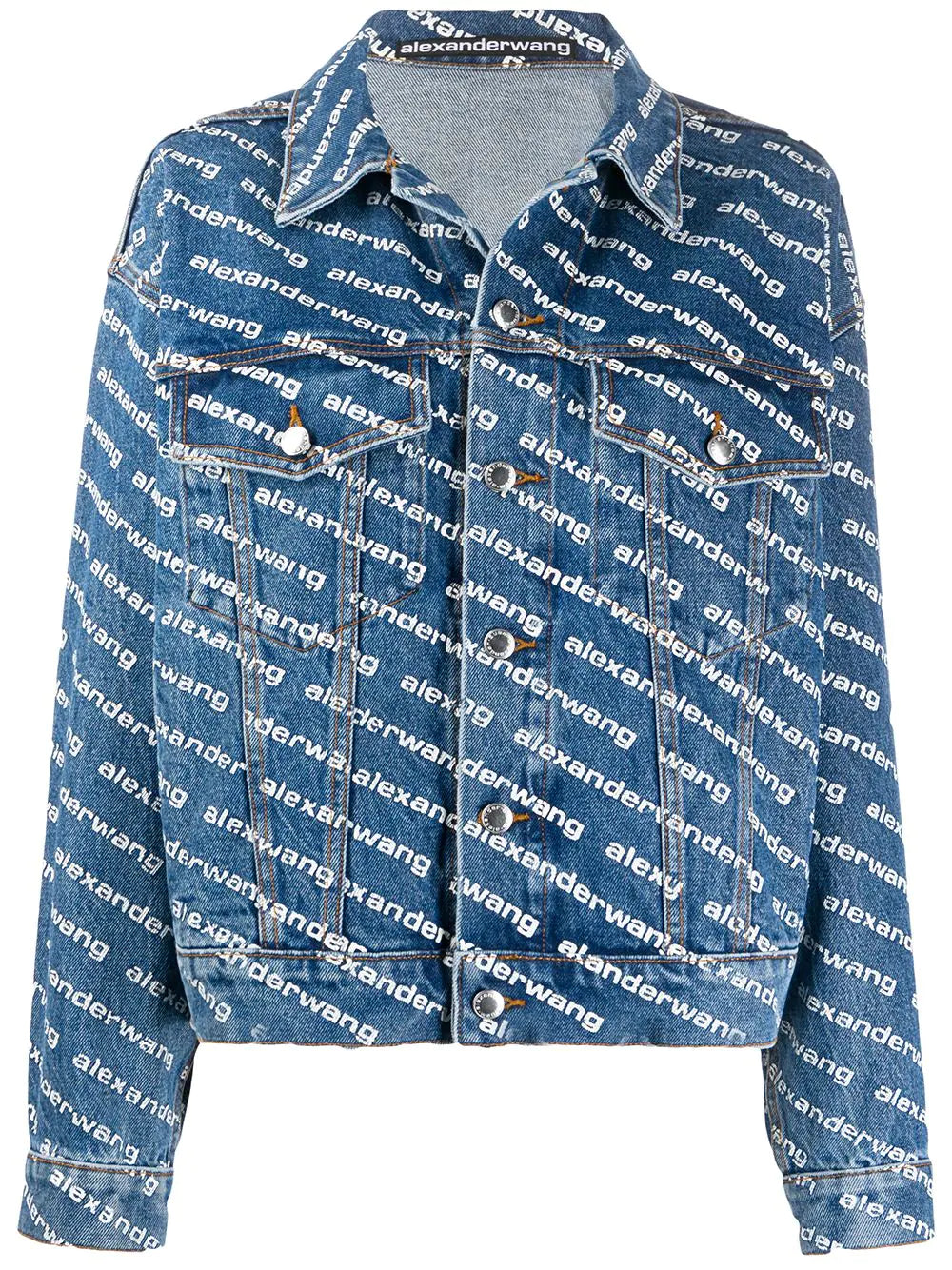 GAME - DEEP BLUE W WHITE LOGO PRINT DENIM JACKET Jacket Blazer Coat