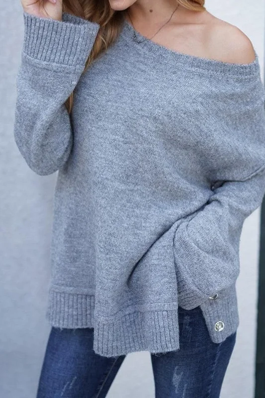 ROUND NECK KNIT LONG SLEEVE CASUAL SWEATER Sweater Knitwear Pullover