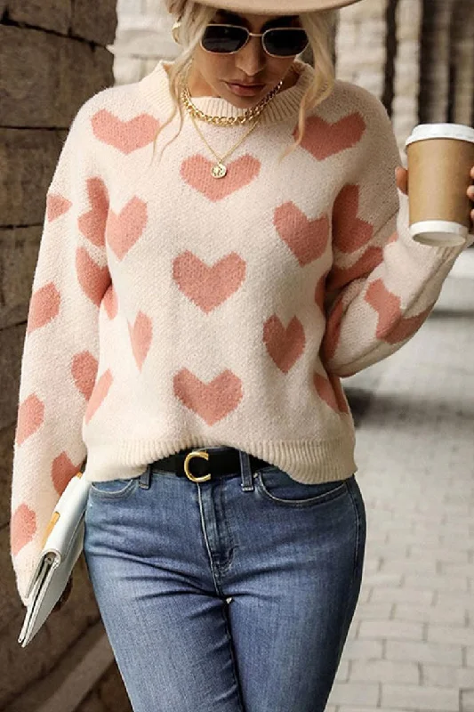 HEART PRINTING WARM CUTE SWEATER Thin Thick Dense