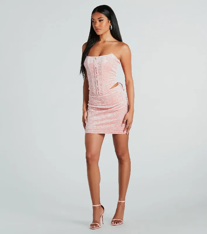Floral Dates Velvet Mini Skirt leather skirt refined