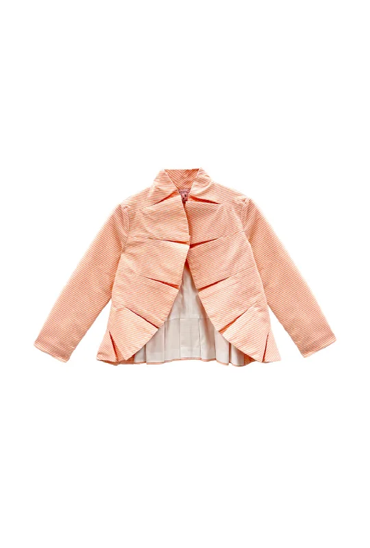 Shell Jacket - L'Orange Stripe Satin Jacket Silk Jacket Chiffon Jacket