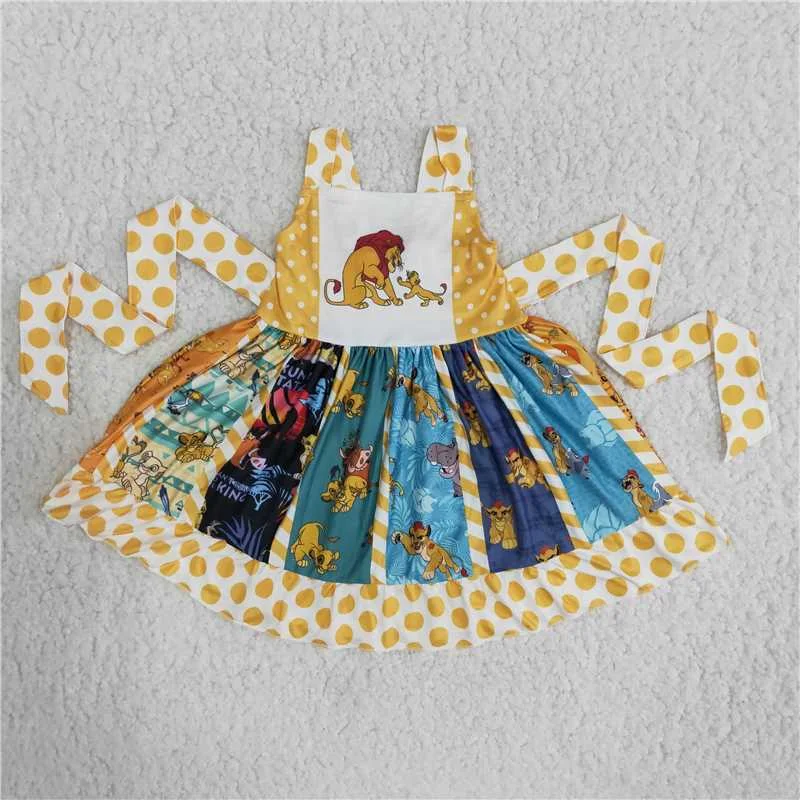 B13-10 Yellow lion polka dot patchwork skirt lace skirt romantic