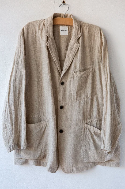 Linen Coverall Jacket Hoodie Zip-Up Jacket Button-Up Jacket